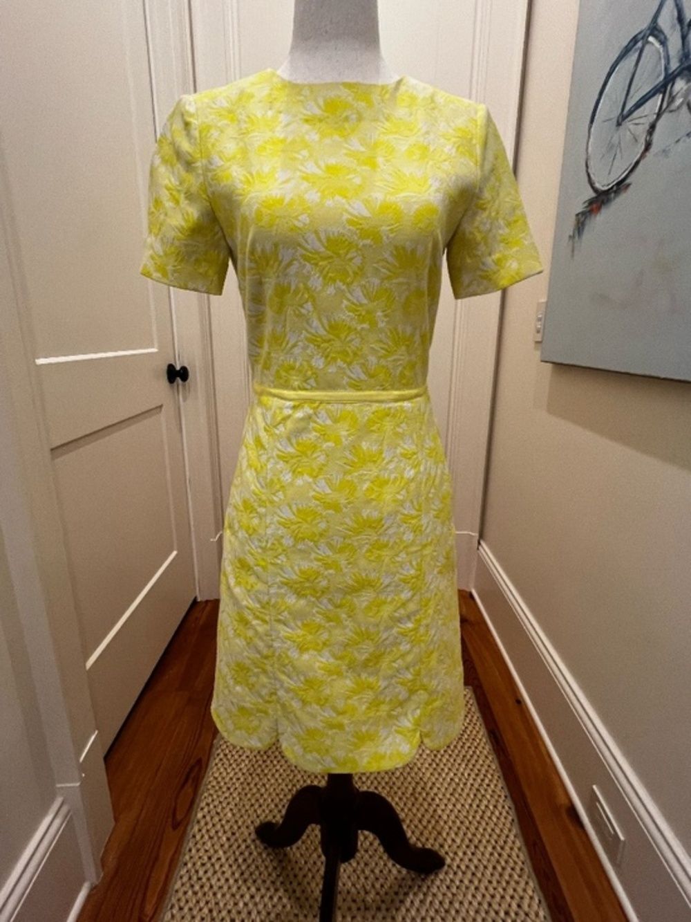 Draper James Buttercup Yellow Hutton Floral Jacquard Print Classic Dress Size 0
